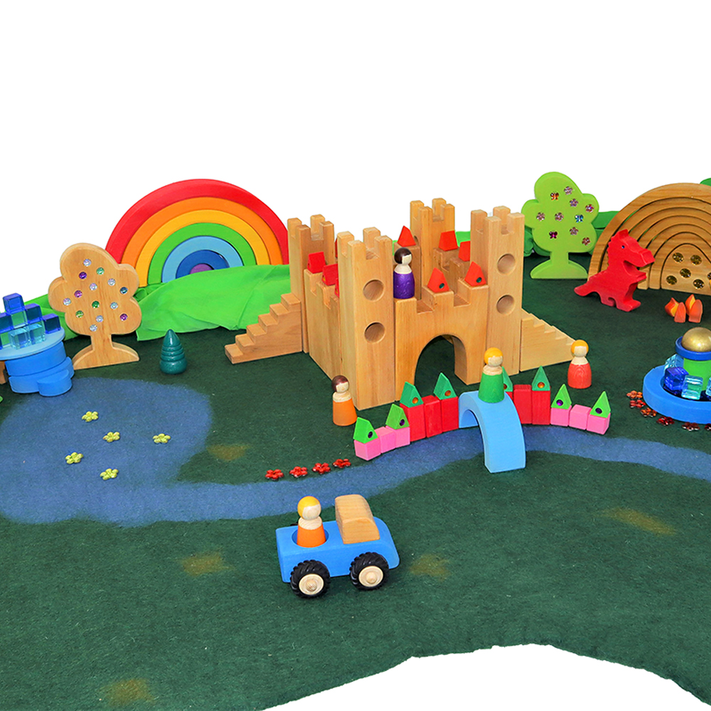 Bauspiel Großer Filzteppich Landschaft - Holzspielzeug Profi