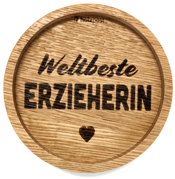 Holzpost Untersetzer Weltbeste Erzieherin