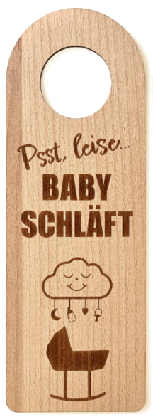 Holzpost Türanhänger Baby schläft
