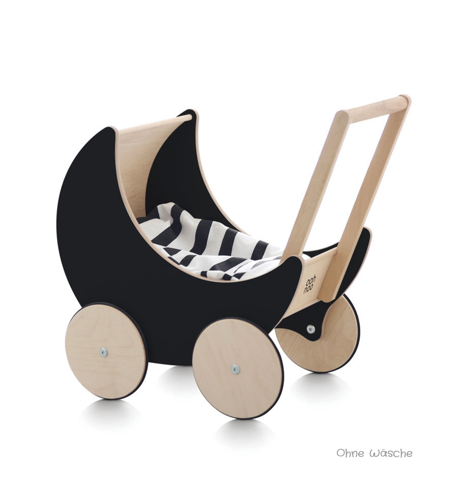ooh noo Schwarzer Puppenwagen Halbmond
