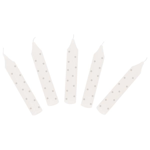 goki Kerzen Pünktchen weiß-grau (10er Set)