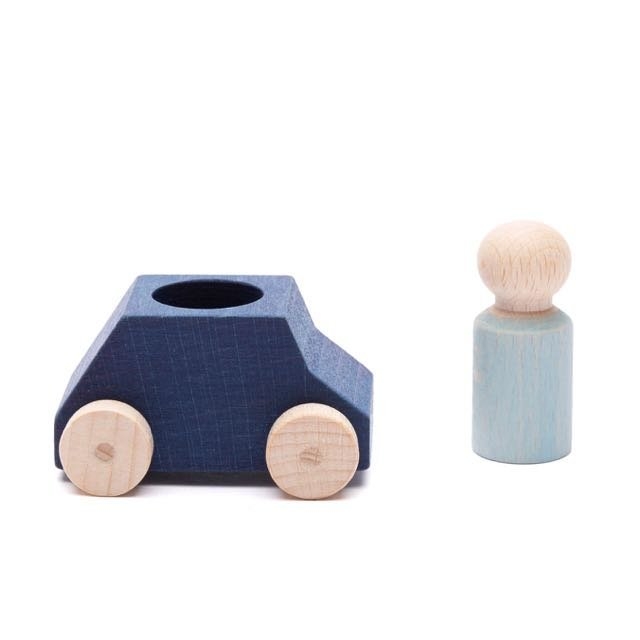 Lubulona Blaues Spielzeugauto mit Holzfigur divers