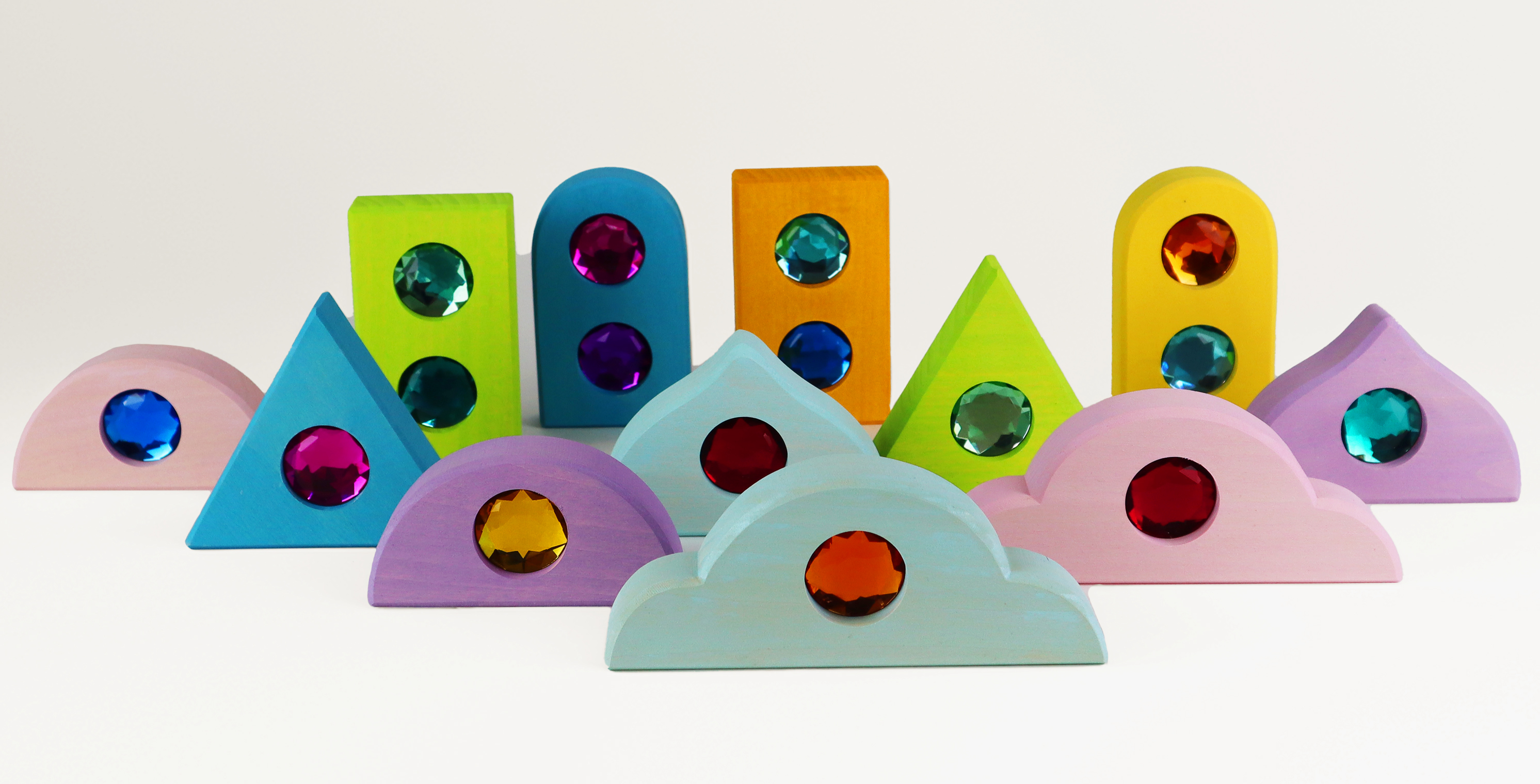 BAUSPIEL Märchendächer / Funkeldächer pastell (12 Teile)