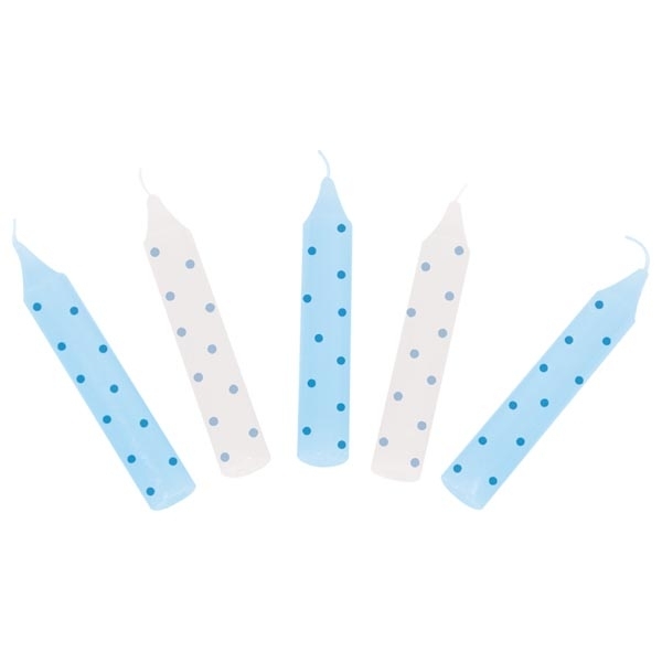 goki Kerzen Pünktchen blau-weiß (10er Set)