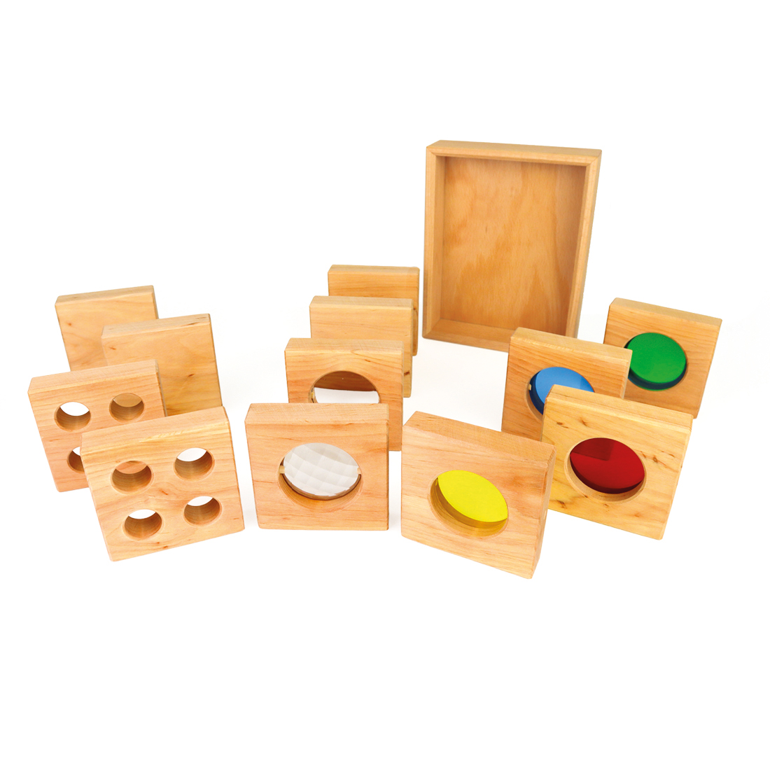 BAUSPIEL Optikklötze im Holzrahmen (12er Set)
