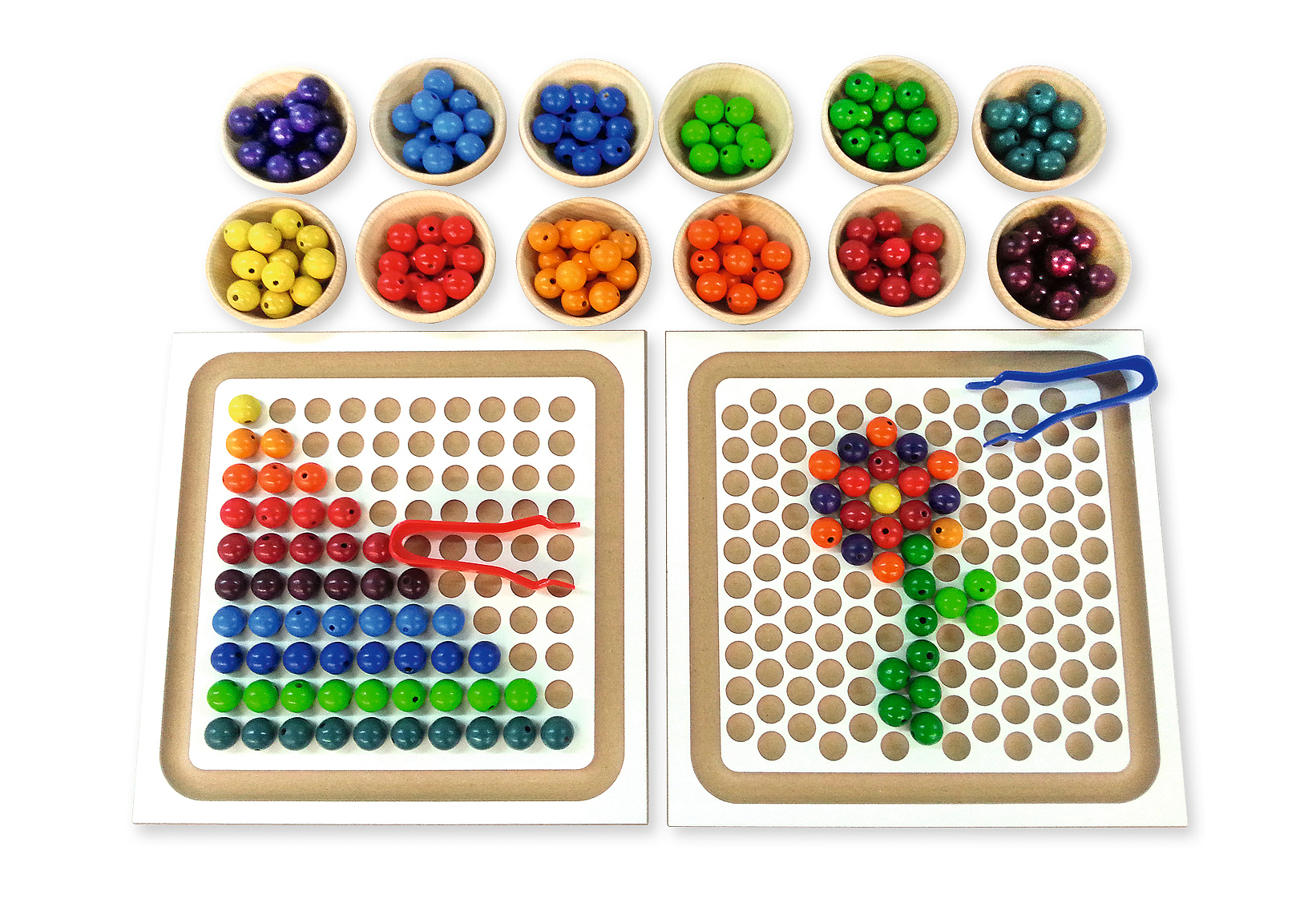 Bauspiel Perlenbrett Set in weiß mit 25 Teilen - Holzspielzeug Profi Bauspiel Perlenbrett Set in weiß mit 25 Teilen - Holzspielzeug Profi