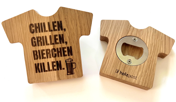 Holzpost Flaschenöffner Trikot Chillen
