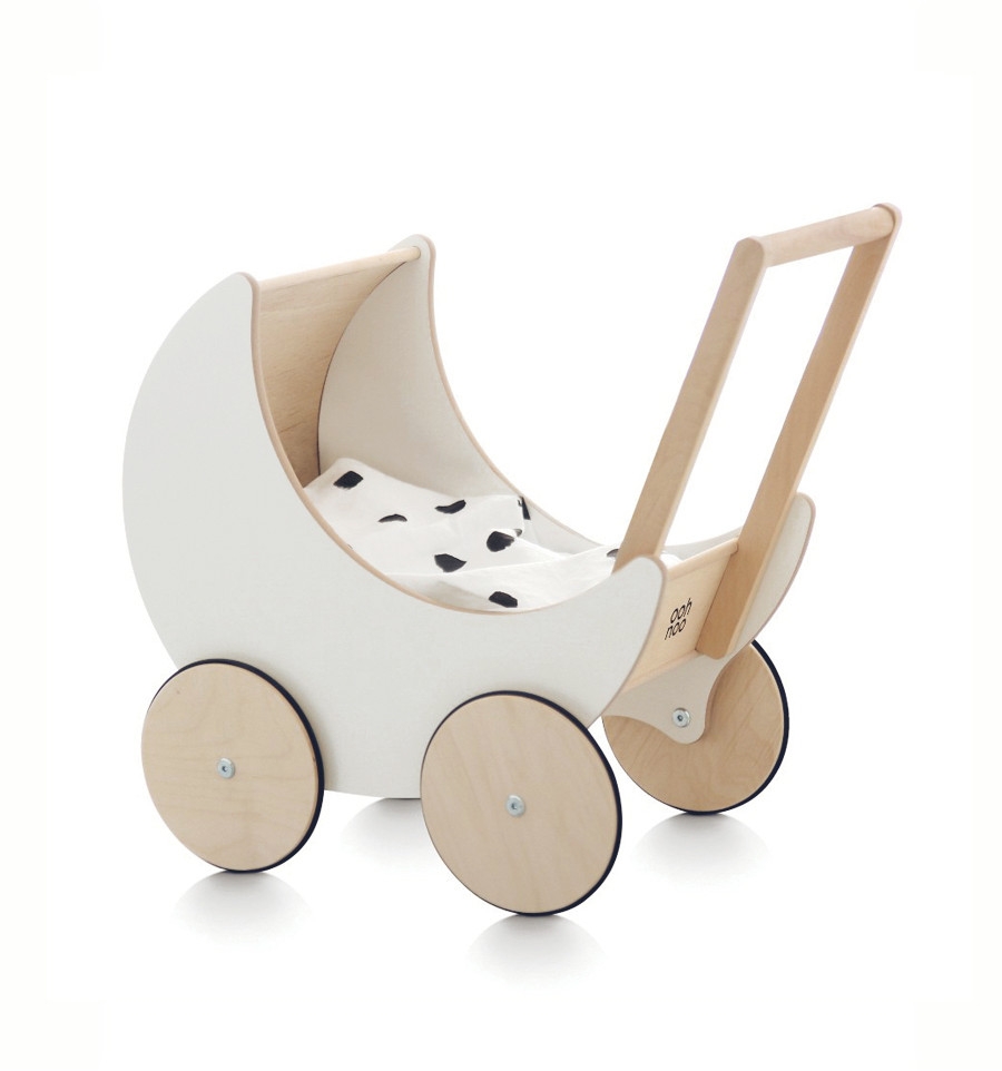 ooh noo Weißer Puppenwagen Halbmond  ooh noo Weißer Puppenwagen Halbmond