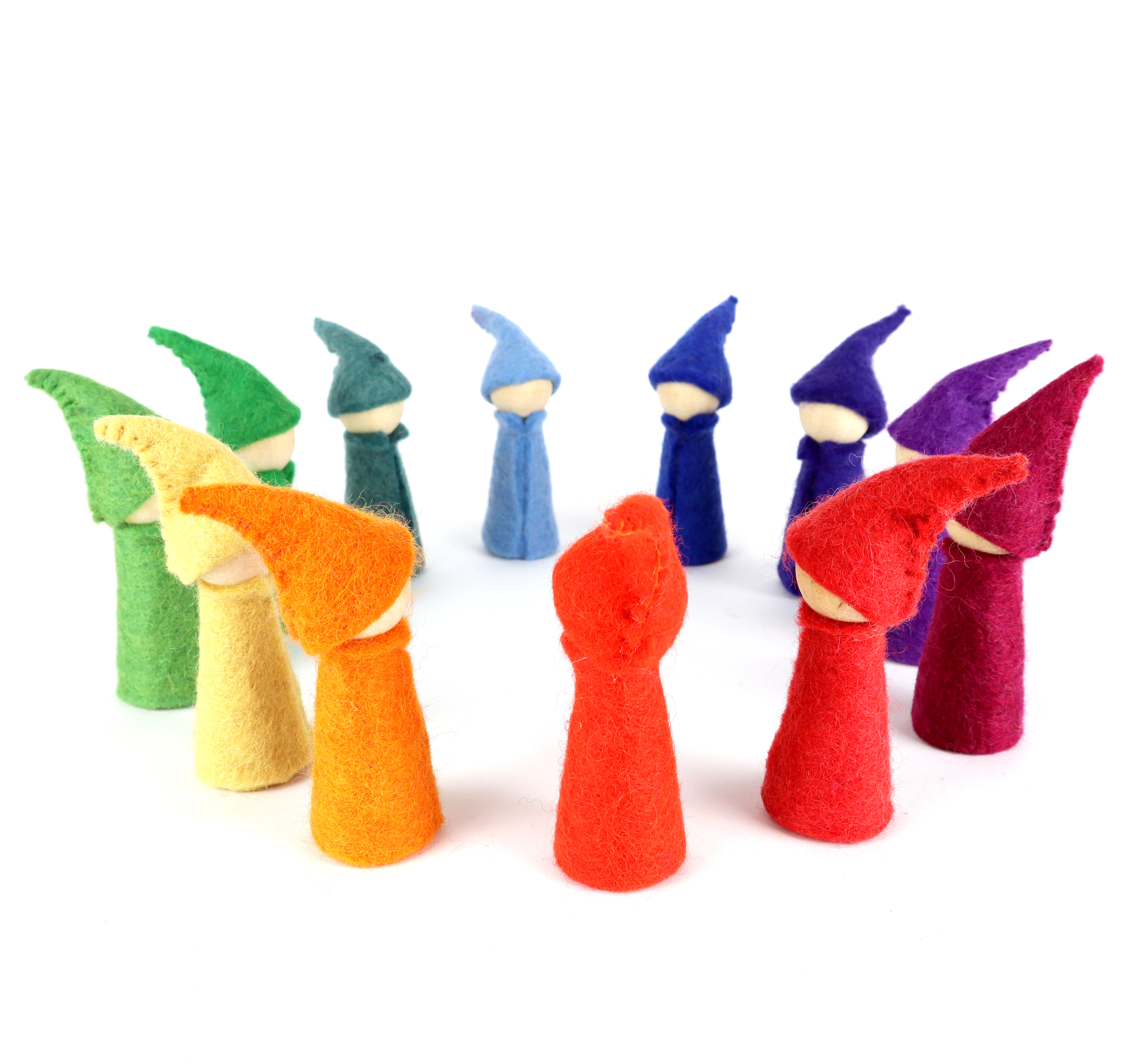 BAUSPIEL 12 Filzgnome: Regenbogengnome - Holzspielzeug Profi