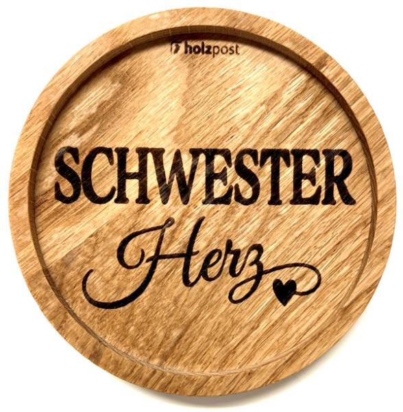 Holzpost Untersetzer SchwesterHerz