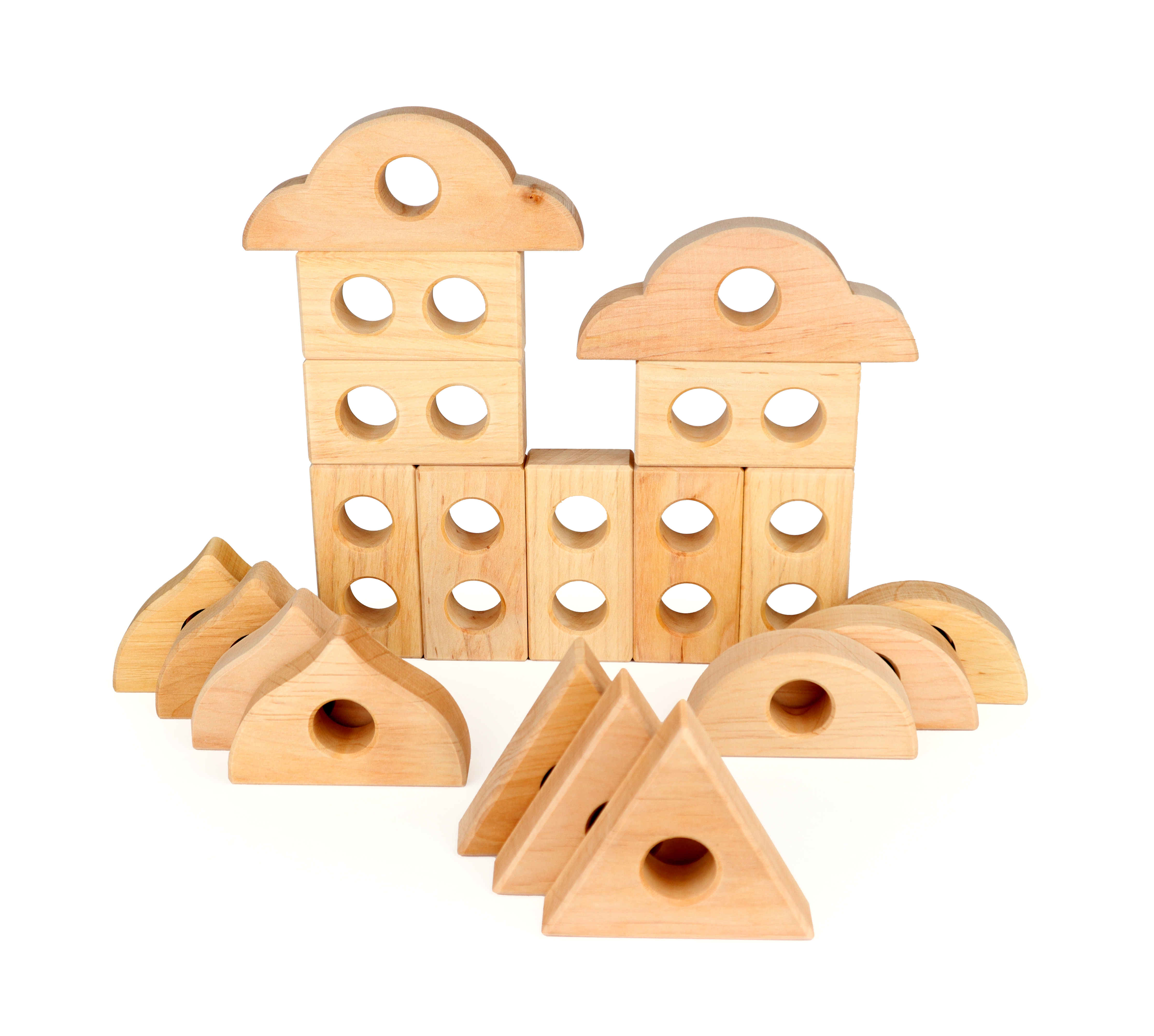 BAUSPIEL Gucklochklötze natur (20 Teile) - Holzspielzeug Profi