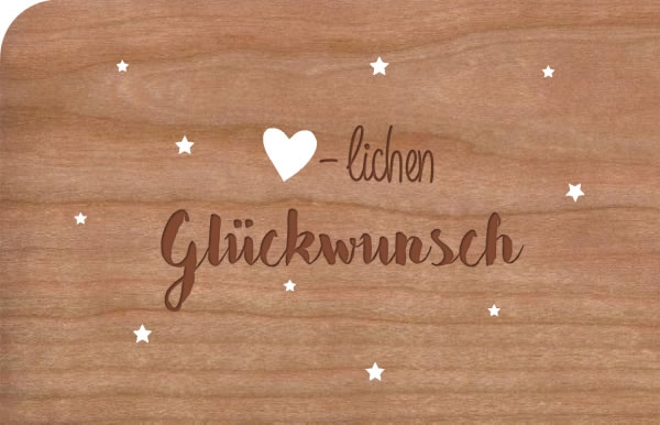 Holzpost Grußkarte Herzlichen Glückwunsch Sterne