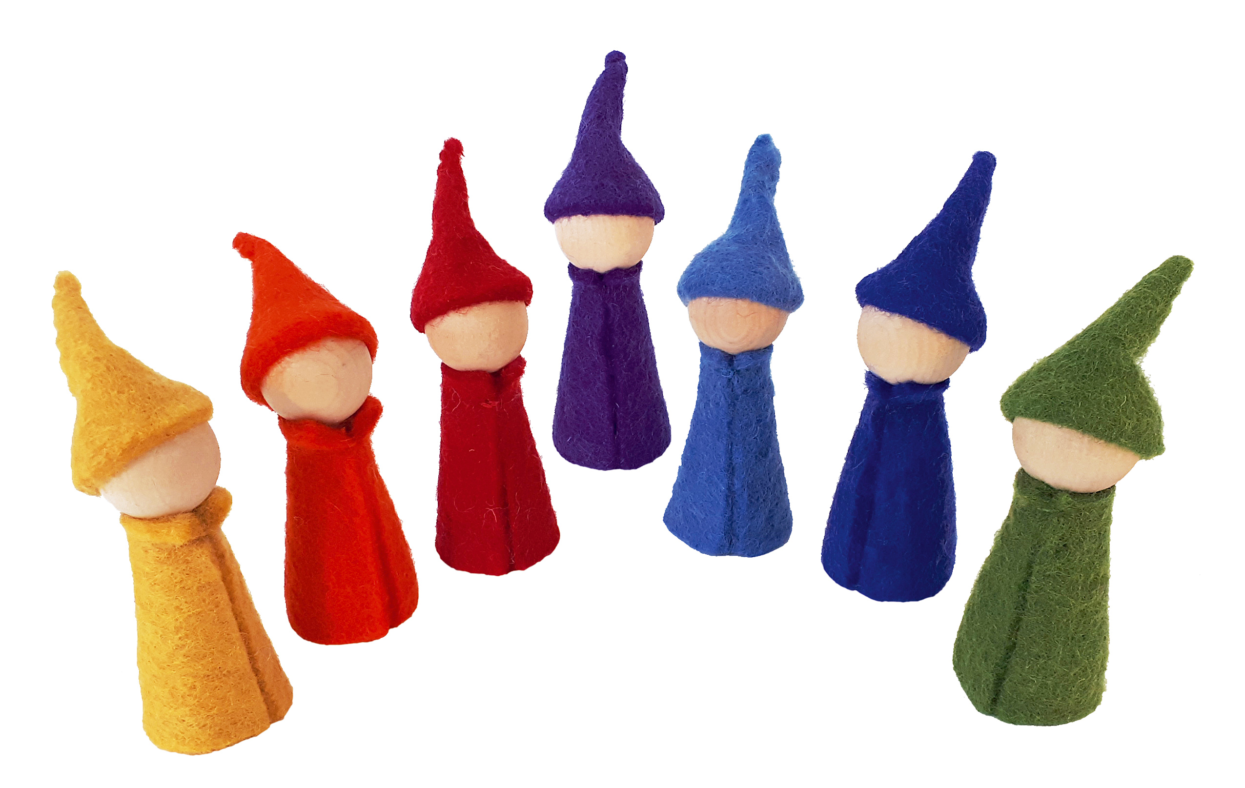 BAUSPIEL 7 Regenbogen Gnome aus Filz