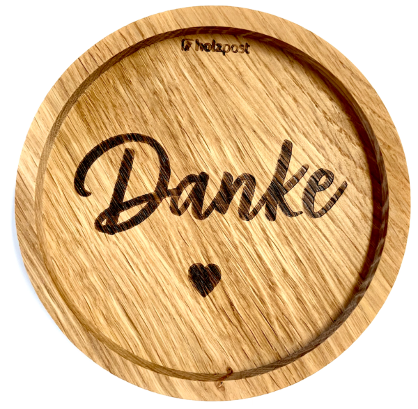 Holzpost Untersetzer Danke