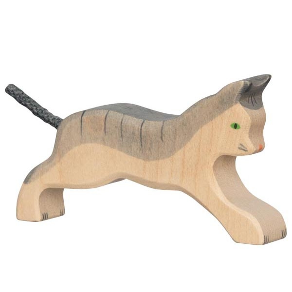 HOLZTIGER Laufende Katze grau